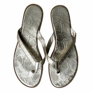 Coach Gold Debbie Thong Sandals, sz 8M